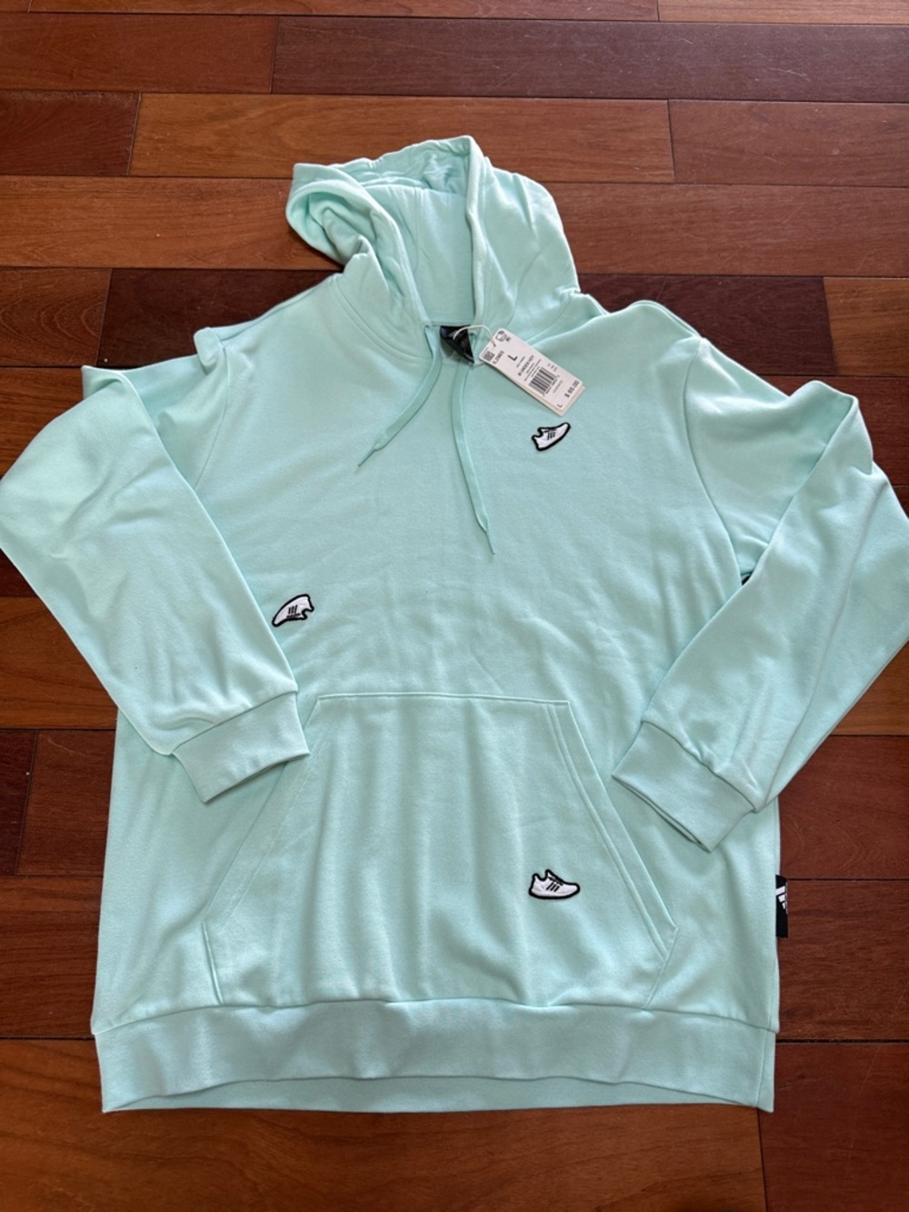 adidas Mint Green Pullover Hoodie with Sneaker Patch